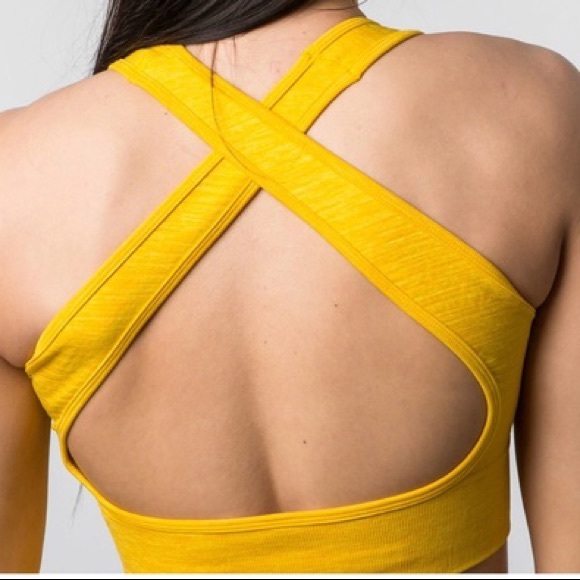 ALPHALETE Revival Sports Bra in Yellow - Size M - Picture 2 of 3